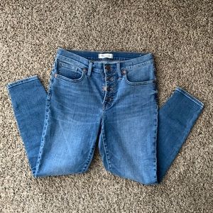 Madewell 9 Inch Mid-Rise Button Fly Skinny Crop Jeans